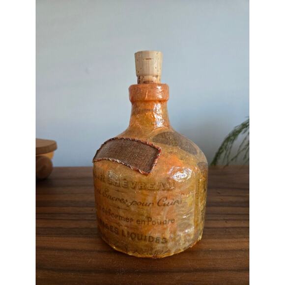 Handmade Papier Mache Covered Glass Decorative Bottle - Picture 7 of 8